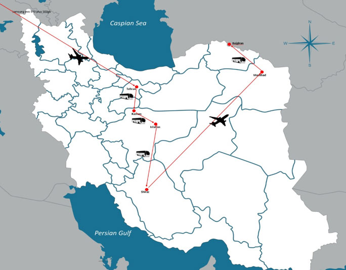 le circuit  de Téhéran à Tashkent
